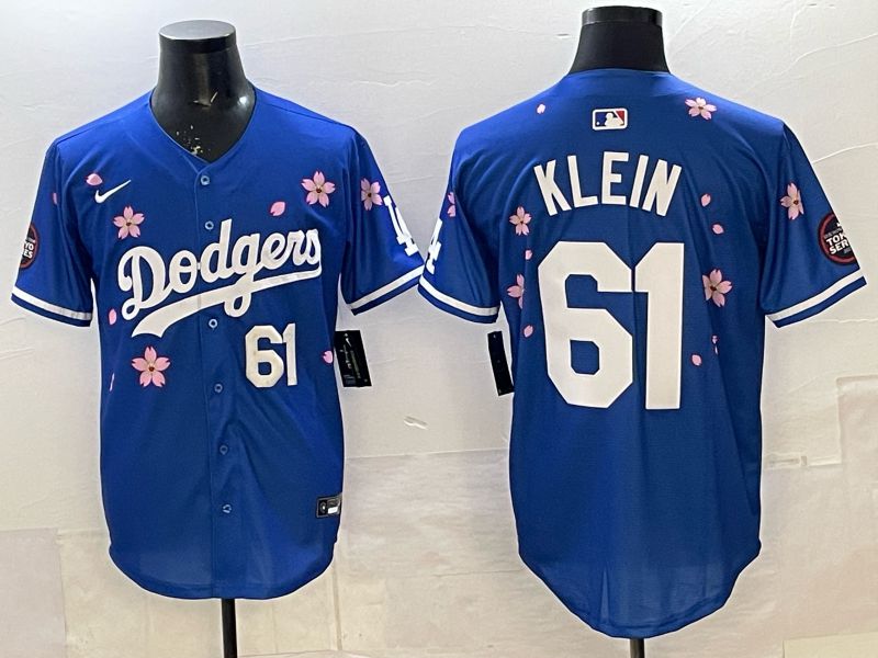 Men 2025 Nike Los Angeles Dodgers #61 Klein Blue Game MLB Jersey 02->los angeles dodgers->MLB Jersey